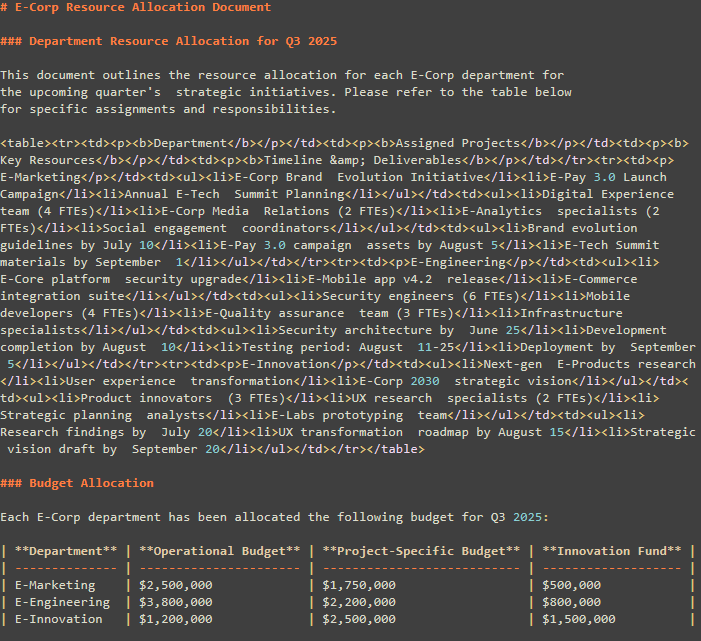 Hyland Document Filters - Complex Tables in Markdown